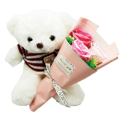 ラウルベア&ブーケ　◆ホワイト/ピンク◆