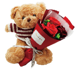 ラウルベア&ブーケ　◆ブラウン/レッド◆